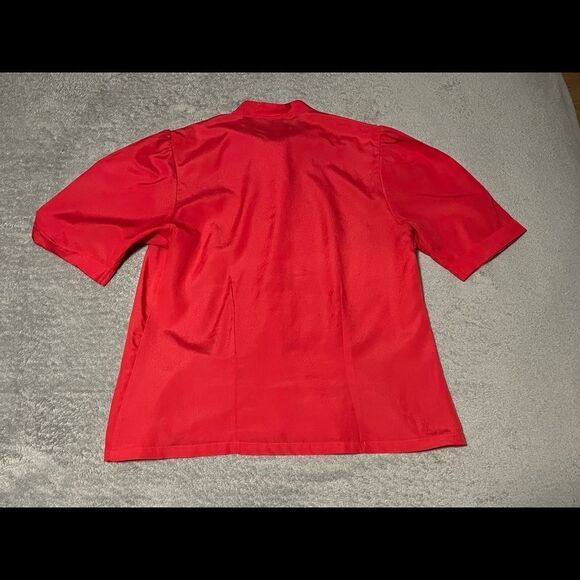 𝅺VINTAGE Givenchy 1970s cat bow blouse size 9/10  red very good condition - Picture 2 of 4